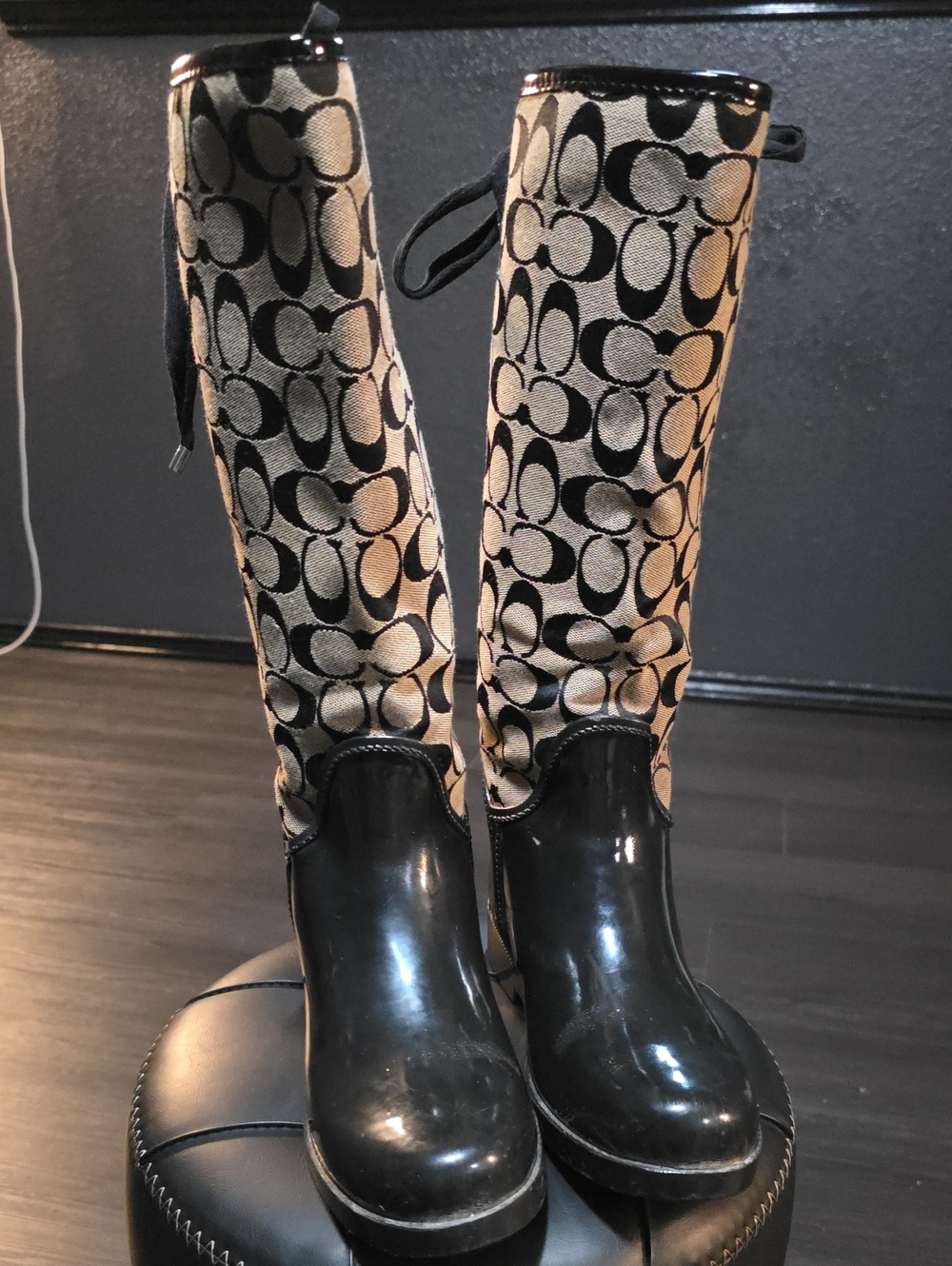 Coach Black Signature Rain Boots Size7